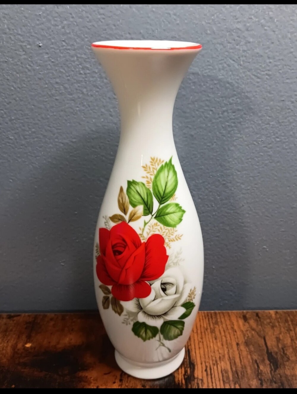 Vintage Porcelain Vase with Roses